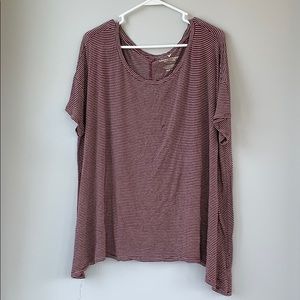 Maroon and White Striped Tee